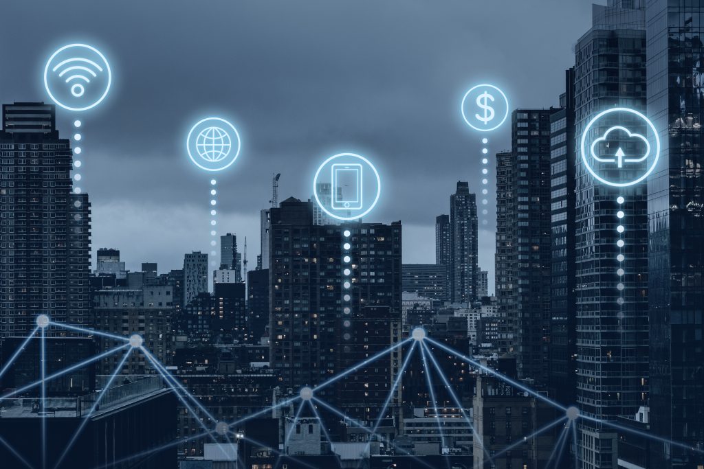 Futuristic Smart City With 5G Global Network Technology